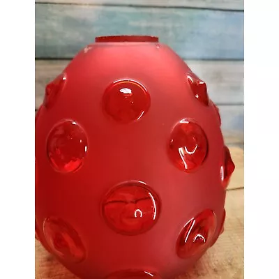 Red Satin Antique Victorian Bulls Eye Glass Parlor Lamp Base • $59