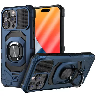 IPhone 15 Pro Max 15 Pro 15+ Plus Hard Hybrid Magnetic Ring Kickstand Case Cover • $9.29