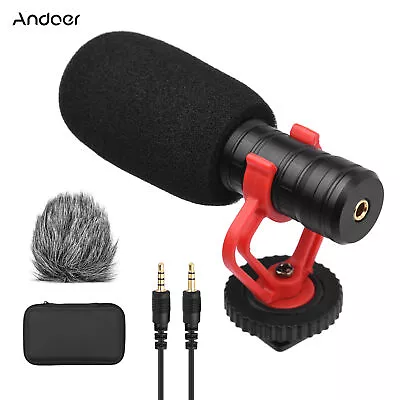 Andoer Camera Microphone Cardioid Condenser Mic Anti-Shock Mount Video Recording • $33.07