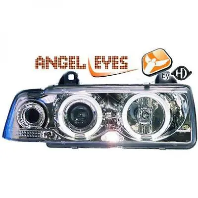 LHD Headlight Projector Pair Angel Eyes Clear Chrome For BMW E36 Touring 90-99 • $264.95