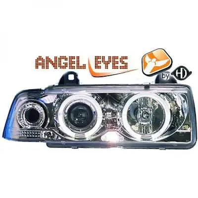 LHD Phares Projecteur Paire Angel Eyes Chrome Clair Pour BMW E36 Touring 90-99 • $318.12