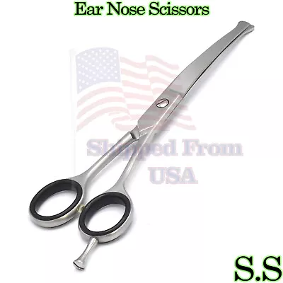 New Ball Ear Hair Nose & Mustache Scissors Silver Curved 7'' BTS-408 • $10.50