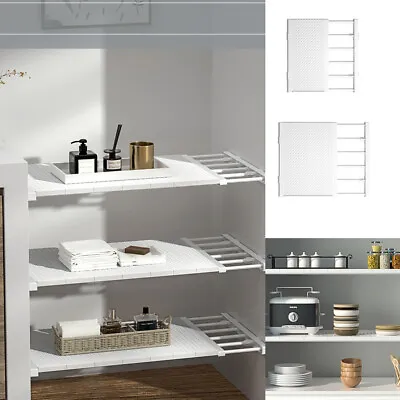 Extendable Closet Organiser Wardrobe Shelf Storage Divider Rack Cupboard Shelves • £6.95
