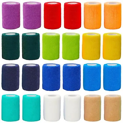 24 Rolls Self Adhesive Bandage Wrap 3 Inch X 5 Yards Cohesive Tape12 Colors • $23.99