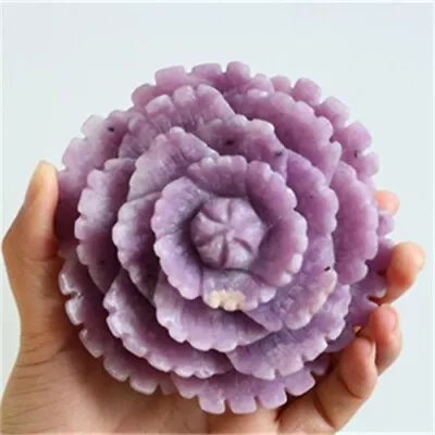 360g Natural Carved Lepidolite Flower Reiki Crystal Decor Mineral Specimen Gift • $75.70