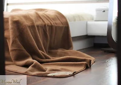 £139.99 • Buy NEW LUXURY 100% Merino Wool Throw KING Camel Blanket 200/200cm Bed BROWN BLANKET