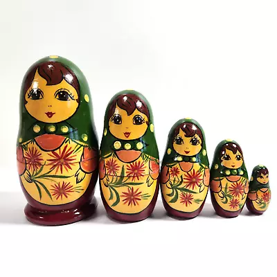 Russian Nesting Dolls Matryoshka Hand Painted 5 Inch Vintage 1992 Signed • $22