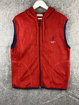 Boston Polo Union Men’s Fleece Gilet Vintage Red Lrg Hooded • $22.35