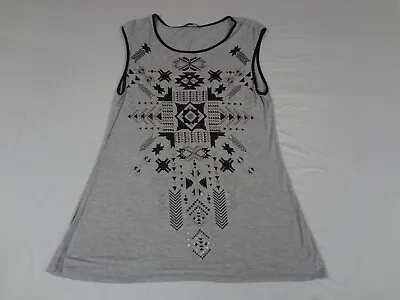 Vanilla Sugar Southwestern Print Gray Black Large Tank Top Womens T-shirt H1504 • $11.99
