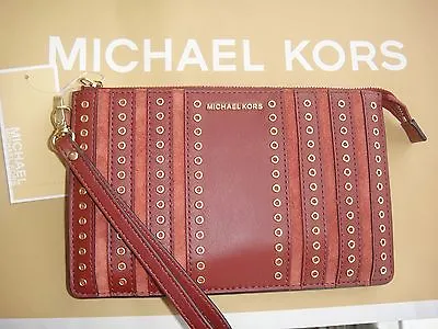 New Michael Kors Brooklyn Grommet  Suede & Leather Medium Wristlet.100% &genuine • $69.99