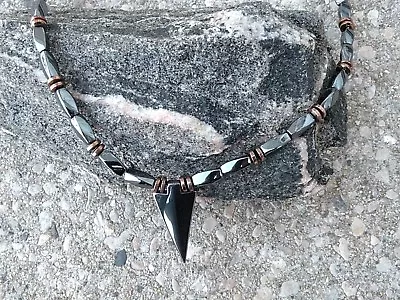 $46.54 • Buy Magnetic Therapy Black Copper Hematite ARROW NECKLACE STRONG Clasp