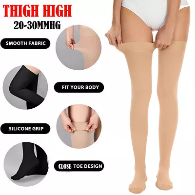 20-30 Mmhg Thigh High Compression Socks For Lymphatic And Circulatory Issues • $23.42