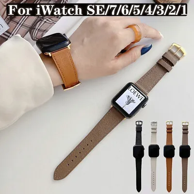 $18.99 • Buy For Apple Watch Series 7 SE 6 IWatch 38 42 40 45 41mm Luxury Leather Strap Band