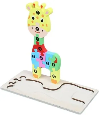 Giraffe Colorful Jigsaw Puzzle Games For Toddlers Kids 1-3 Years Old Wooden • £6.99