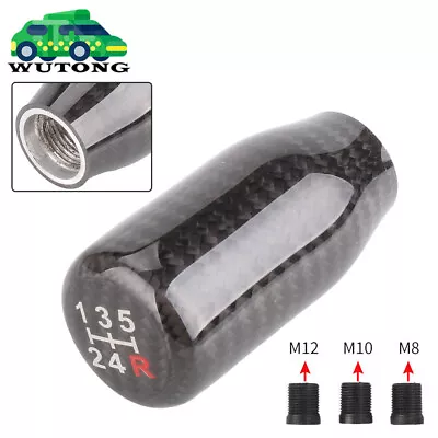 Universal Real Black Carbon Fiber Manual Gear Shift Knob Shifter Lever 5 Speed • $16.99