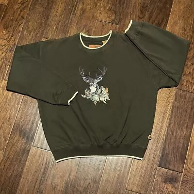 Vintage 90s Outdoor Life Sweatshirt Men’s Wildlife Embroidered Buck Deer Green • $19.99