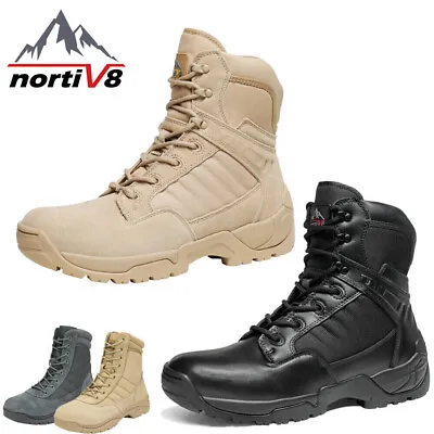 NORTIV 8 Men's Military Tactical Work Boots Side Zipper Leather Combat Boots • $63.99