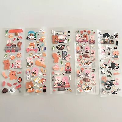 (5 Pack) Korean Style Polco Diary Holographic Cute Sticker Sheet Korean Food • $5.49