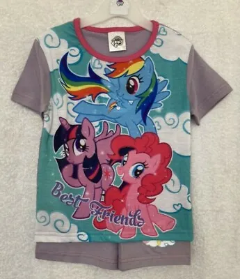 Girls Multi My Little Pony Best Friends Shorts Pj Pyjama Set Age 5-6 Years New • £4.99