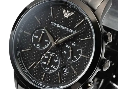 NEW Genuine EMPORIO ARMANI Chronograph 43mm Black Dial Men's Dress Watch AR2485 • $234
