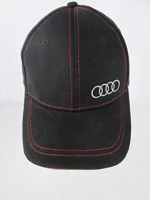 $19.99 • Buy Audi Logo Cap Black Red Stitching Adjustable Strap Polyester Adjustable