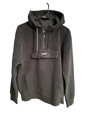 Hollister Mens Black Furry 3/4” Zip Hoodie With Pocket Size Large • $19.98