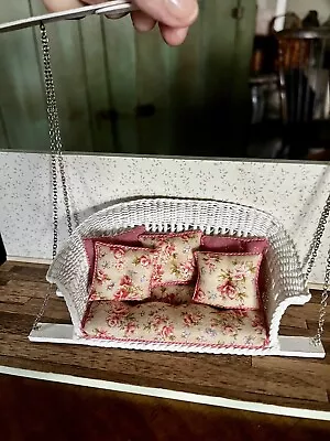 Dollhouse Miniatures ~ Artisan Handmade Wicker Porch Swing - Artist Tagged • $59