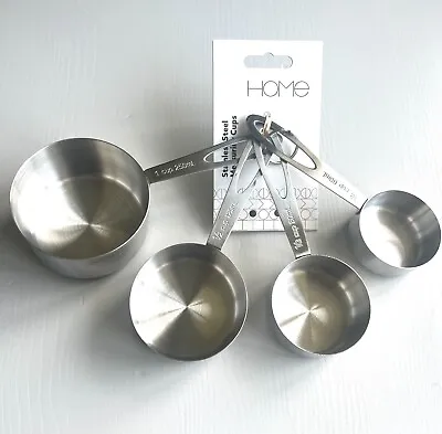 £7.85 • Buy Measuring Cups Spoons Set Of 4 Stainless Steel Kitchen Measure Baking Cooking 