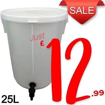 25 Litre Home Brew Beer Bucket Brewers Brewing Bucket Storage With Tap • £12.99