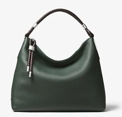 Michael Kors Collection Skorpios Pebbled Leather Slouchy Shoulder Bag Forest • $299.99