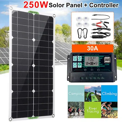 £32.66 • Buy 250W Solar Panel Kit 12V Battery 30A Charger Controller FIT For RV Car Caravan