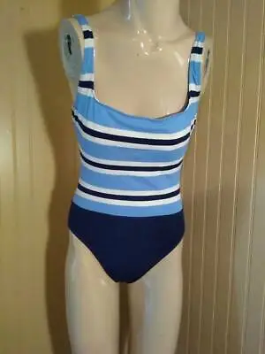 La Blanca By Rod Beattie Womens One Piece Swimsuit Blue White Stripe Stretch 8 • $9