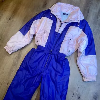 $123.49 • Buy Vintage Ski Suit Womens One Piece Snowsuit Skea Skimer Snow Bib Apres 80s 90s 10