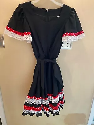 Reduced! Square Dance Black Red And White Dress With Belt/tie  and Pettipants  • $43