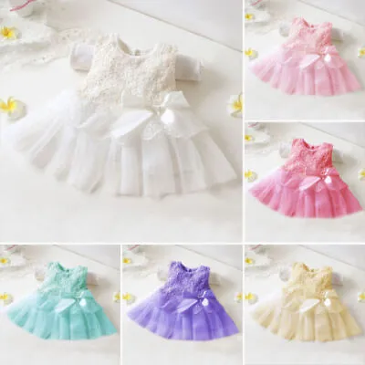 Newborn Baby Kid Girls Princess Dress Sleeveless Birthday Party Wedding Dresses • £6.29