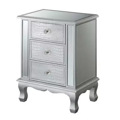 Gold Coast Vineyard Three-Drawer End Table With Mirrored Glass And Gray Trim • $155.45