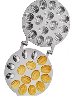 WALNUT COOKIE MOLD Oreshek Maker Aluminum Round Metallic 16 Nuts Mini ETRISTOR • $40.61