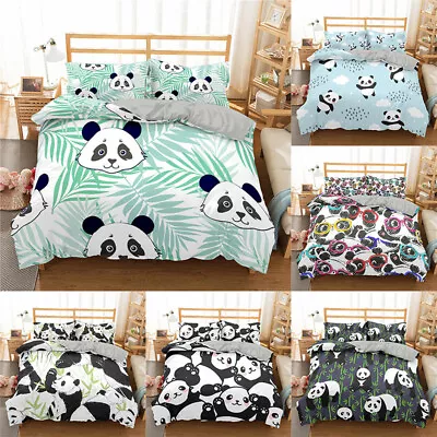 Panda Printed Quilt Duvet Cover Single Double King Bedding With Pillowcases Gift • £5.94