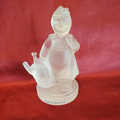 ORIGINAL GOEBEL FROSTED GLASS FIGURINE GIRL WITH BUSKET AND LETTER By M.J.HUMMEL • $15