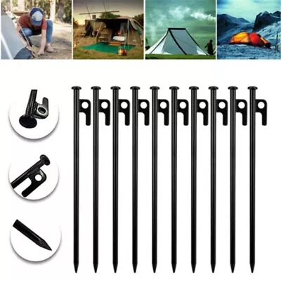 10Pcs 30cm Heavy Duty Steel Metal Tent Canopy Camping Stakes Peg In Ground Nail • $19.49