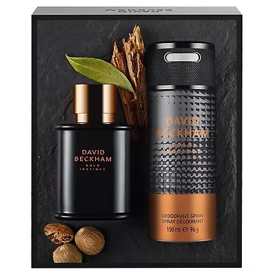 David Beckham Gold Instinct Gift Set Eau De Toilette 50ml Deodorant Spray 150ml • £17.57