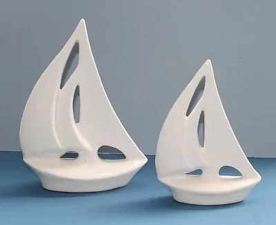 Nautical Glazed White Ceramic Sailing Yacht Large Or Medium Ornament • £14.75