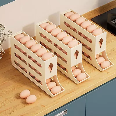 Rolldown Refrigerator Egg Dispenser Auto Rolling Egg Holder 4 Tier Storage Rack~ • £7.90