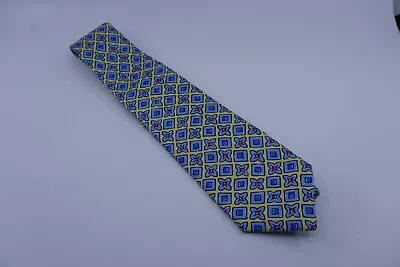 KITON Yellow Pedal And Diamond Blue 100% Silk Mens Luxury Tie • $99.99