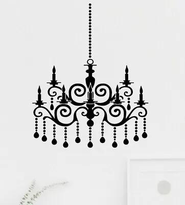 Romantic Ballroom Chandelier Candles Matt Vinyl Wall Art Mirror Decal Sticker • £6.50