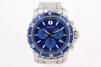 Movado Series 800 Blue Dial Chronograph Quartz Stainless Steel Men's Wristwatch • $524.99