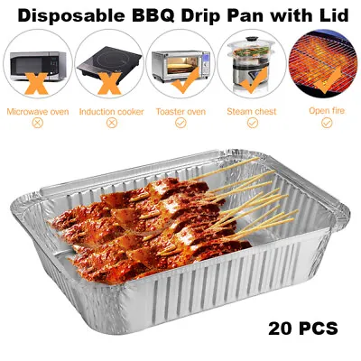 £9.85 • Buy 20x Large Deep Foil Pie Dishes Case BBQ Pan Party Tins Food Dish Mince Bake