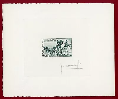 Ivory Coast 1964 #222 Artist Signed Die Proof Mail Carrier Stamp Day • $69.50