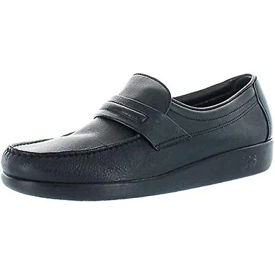 SAS Mens Alamo Leather Slip On Loafers Black Sz 8 X-Narrow • $64.99