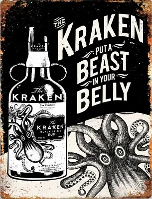 £3.99 • Buy Kraken RUM Spirit VINTAGE METAL SIGN TIN RETRO PLAQUE GARAGE BAR PUB MAN CAVE